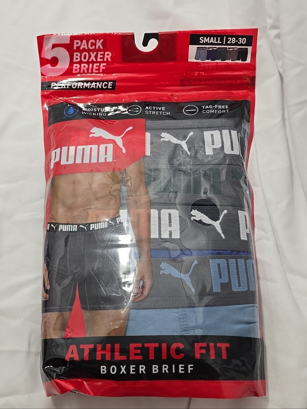 NWT Puma Performance Men's 5 Pack Tag Free Athletic Fit Boxer Brief Small